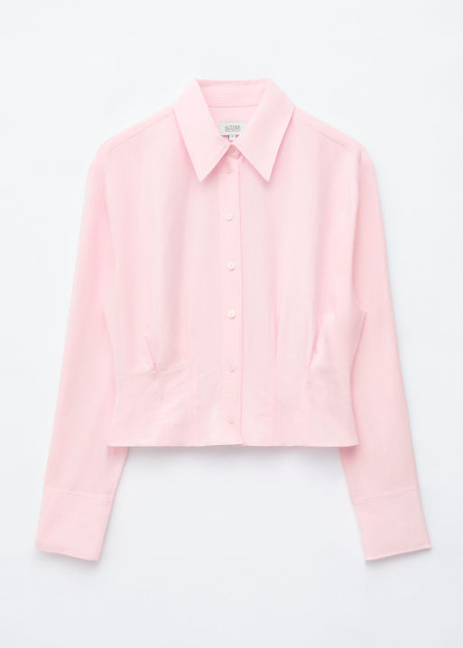 & Other Stories camicia in puro cotone con dettaglio stringivita rosa chiaro, 2 di 4