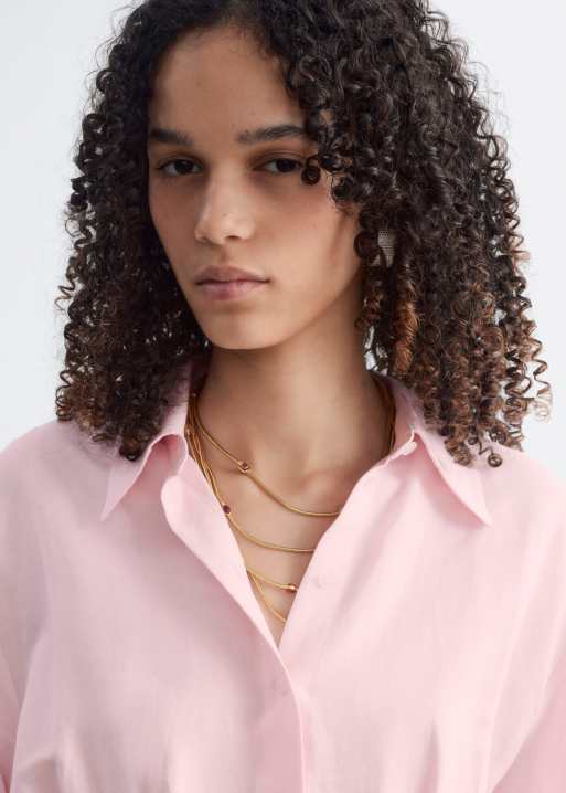 & Other Stories camicia in puro cotone con dettaglio stringivita rosa chiaro, 3 di 4