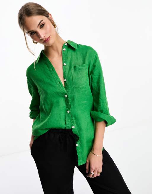 Camicia di sale lino verde