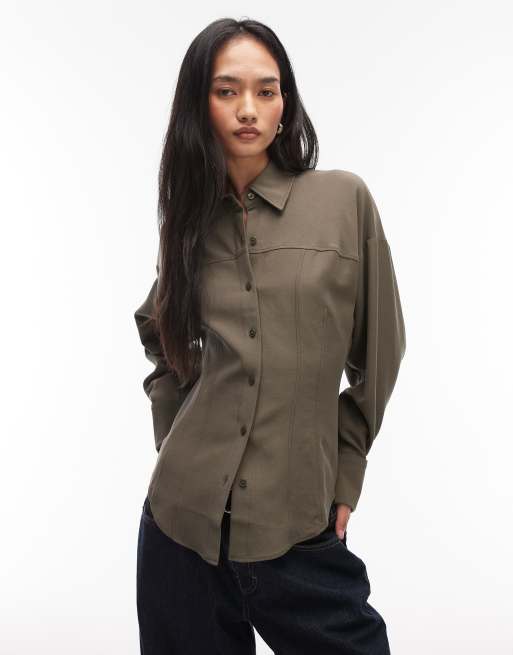 & Other Stories - Camicia stretta in vita color verde scuro