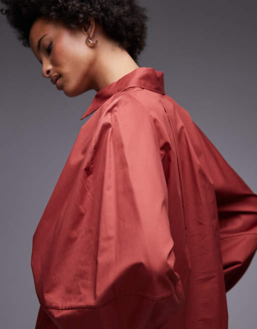 & Other Stories - Camicia vinaccia bordeaux con maniche voluminose, 3 di 4
