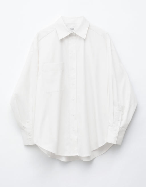 & Other Stories - camisa oversize de algodón puro blanca con bolsillo, 5 de 5