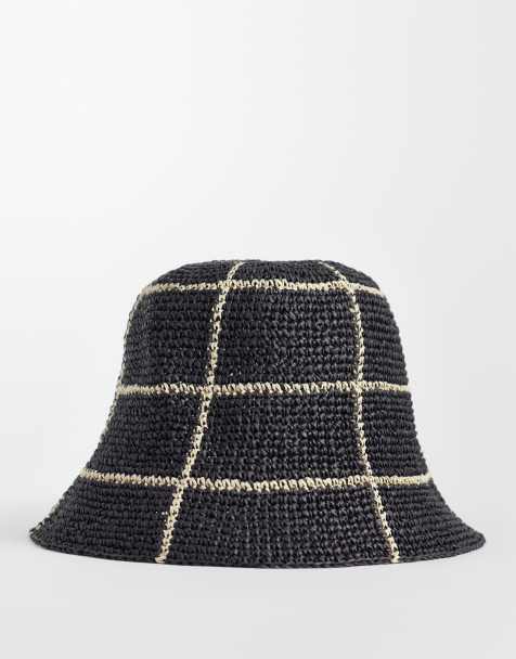 & Other Stories - Cappello da pescatore in pura paglia nero a quadri - view 1