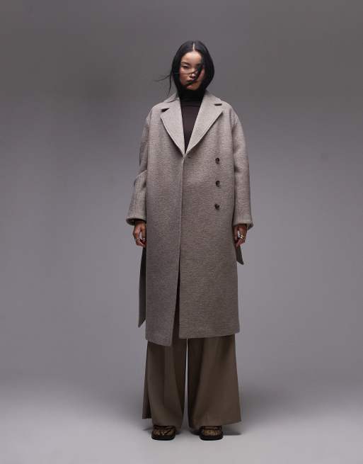 & Other Stories - Cappotto di lana color talpa con cintura