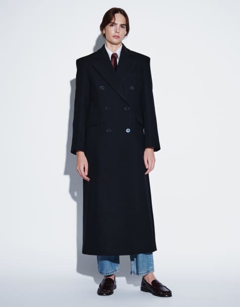 & Other Stories - Cappotto doppiopetto in lana nero con spalle pronunciate - view 1