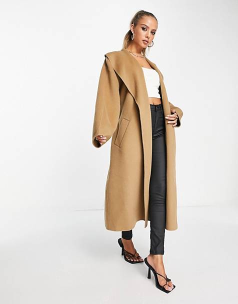Cappotto di lana bouclé beige e marrone a quadri Asos Donna Abbigliamento Cappotti e giubbotti Giacche Giacche in tweed 