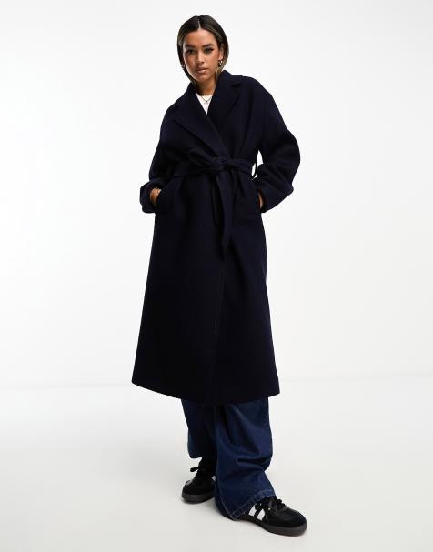& Other Stories - Cappotto in lana blu navy con cintura - view 1