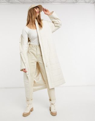 & Other Stories midi puffer coat in beige - ASOS Price Checker