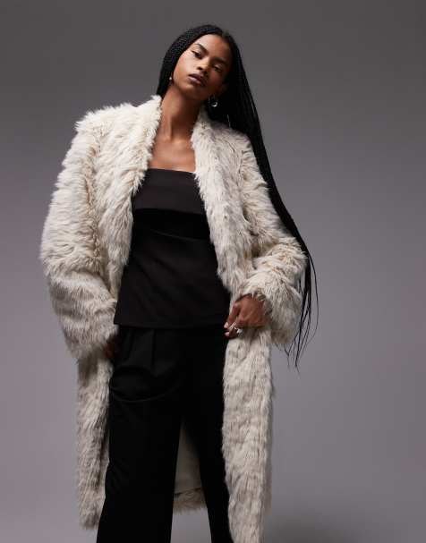 & Other Stories - Cappotto midi largo in pelliccia sintetica color beige chiaro - view 1