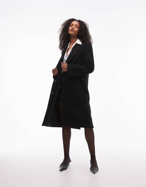 & Other Stories - Cappotto monopetto midi nero in lana con tasca con patta - view 1