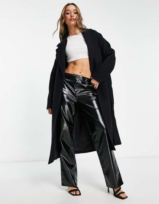 & Other Stories - Cappotto nero in lana allacciato in vita 