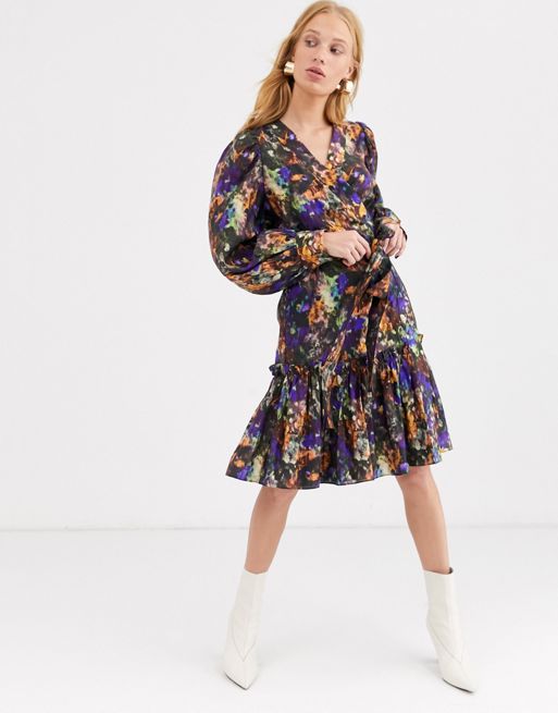 & Other Stories – Capsule – Kolorowa sukienka mini w kwiaty z bufiastymi  rękawami | ASOS