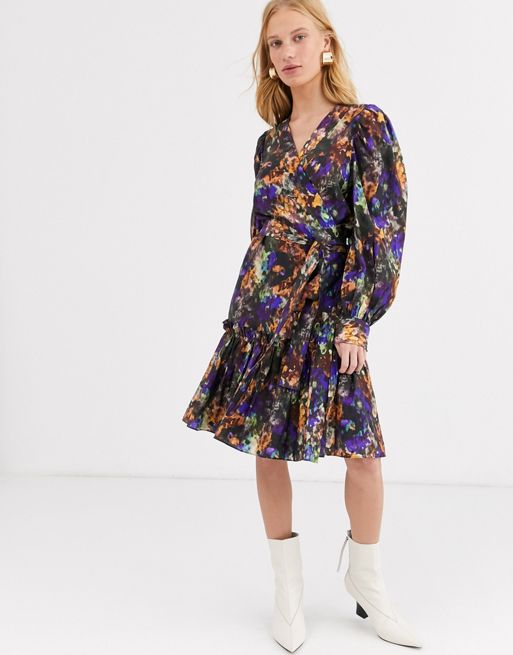 & Other Stories – Capsule – Kolorowa sukienka mini w kwiaty z bufiastymi  rękawami | ASOS