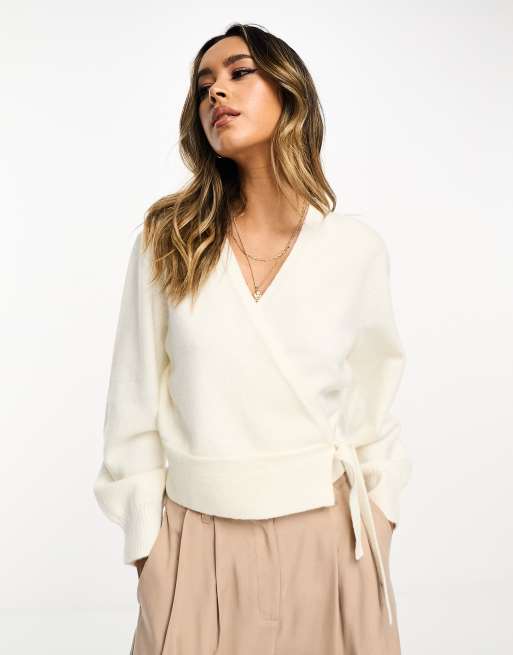 & Other Stories - Cardigan a portafoglio bianco sporco