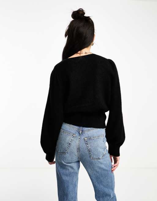 & Other Stories - Cardigan avvolgente in misto lana nero, 4 di 4