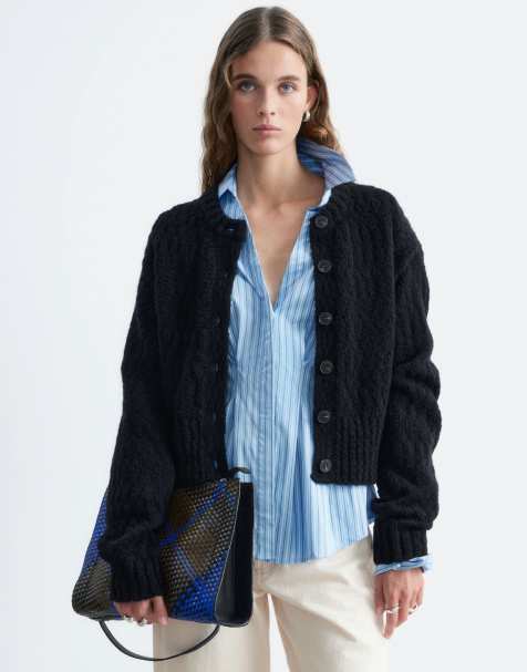 & Other Stories cardigan corto strutturato con spalle marcate blu navy - view 1