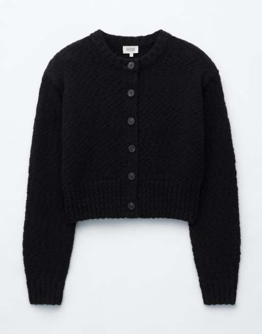 & Other Stories cardigan corto strutturato con spalle marcate blu navy, 4 di 4