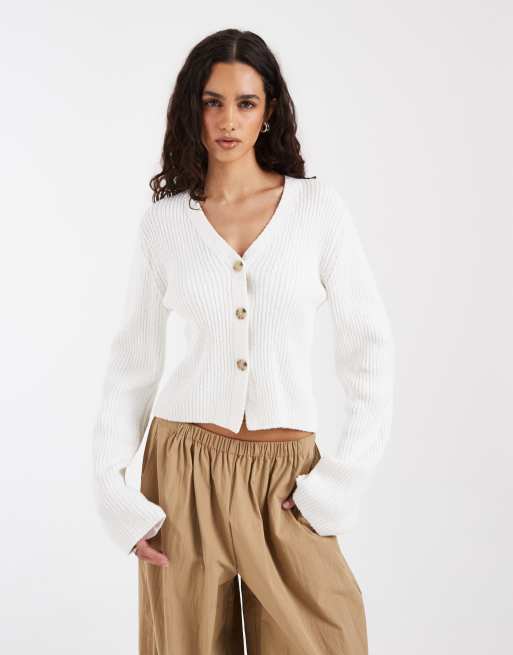 & Other Stories - Cardigan in maglia traforata bianco testurizzato, 2 di 4