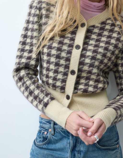 & Other Stories - Cardigan in misto cachemire beige pied de poule, 4 di 4