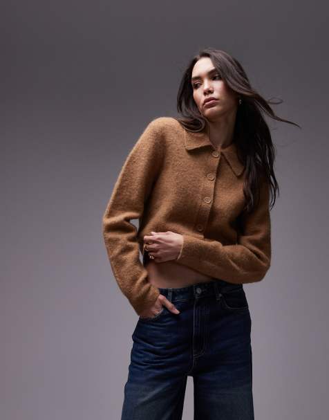 & Other Stories - Cardigan in misto lana di alpaca marrone con colletto - view 1