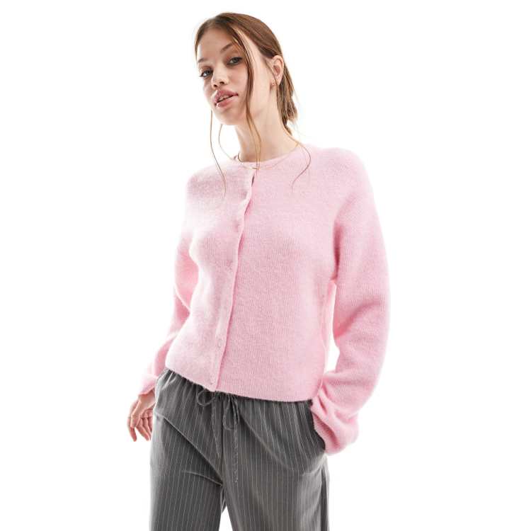 Other Stories Cardigan in misto lana e alpaca rosa con bottoni sul davanti ASOS