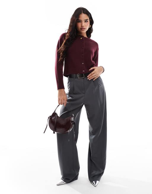 & Other Stories - Cardigan in misto lana merino bordeaux con bottoni sul davanti