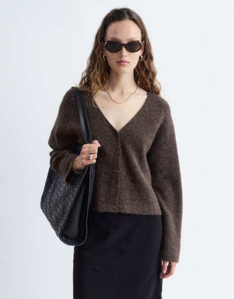 & Other Stories - Cardigan marrone con bottoni sul davanti in misto lana e lana di alpaca - view 1