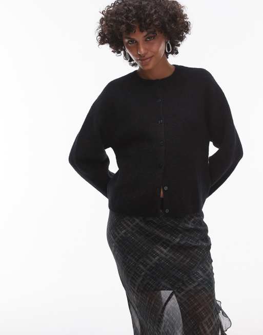 & Other Stories - Cardigan nero in misto lana d'alpaca con bottoni sul davanti