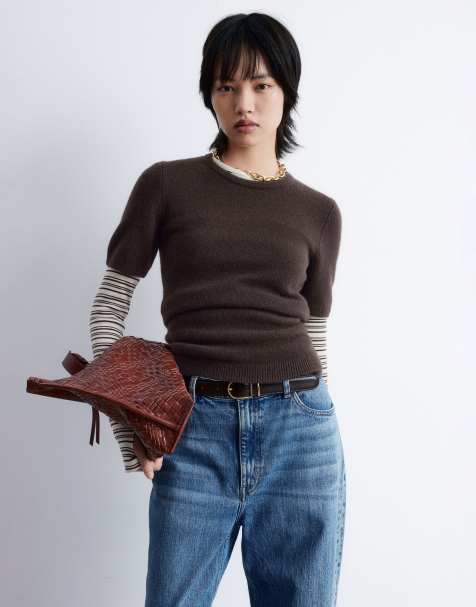 & Other Stories cashmere fine knit top in dark brown - view 1