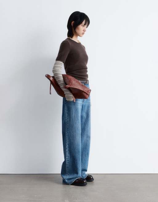& Other Stories cashmere fine knit top in dark brown, 3 of 4