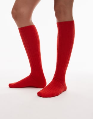 & Other Stories Cashmere Knee High Socks In Red