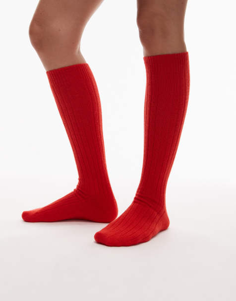& Other Stories cashmere knee high socks in red - view 1
