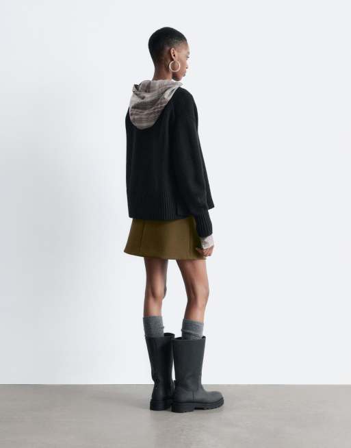 & Other Stories cashmere relaxed cardigan with step hem detail in black, 4 of 4