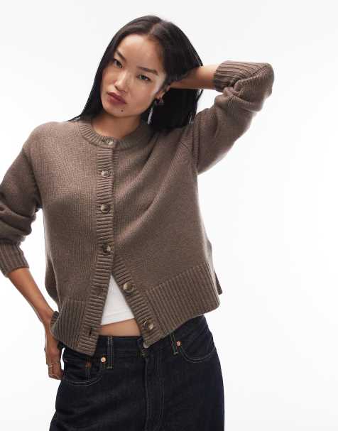 & Other Stories cashmere relaxed cardigan with step hem detail  in light brown