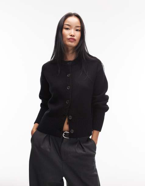 & Other Stories cashmere relaxed cardigan with step hem detailing in black - view 1