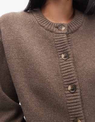 & Other Stories Cashmere Relaxed Cardigan With Step Hem Detailing In Brown