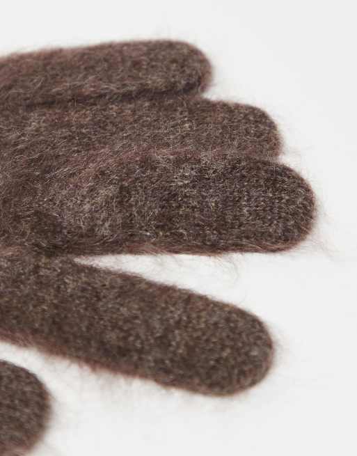 & Other Stories cashmere wool long gloves in dark brown, 3 of 3