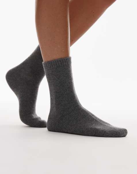 & Other Stories cashmere wool socks in dark grey - view 1