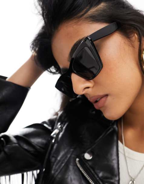 & Other Stories cat eye sunglasses in black - view 2