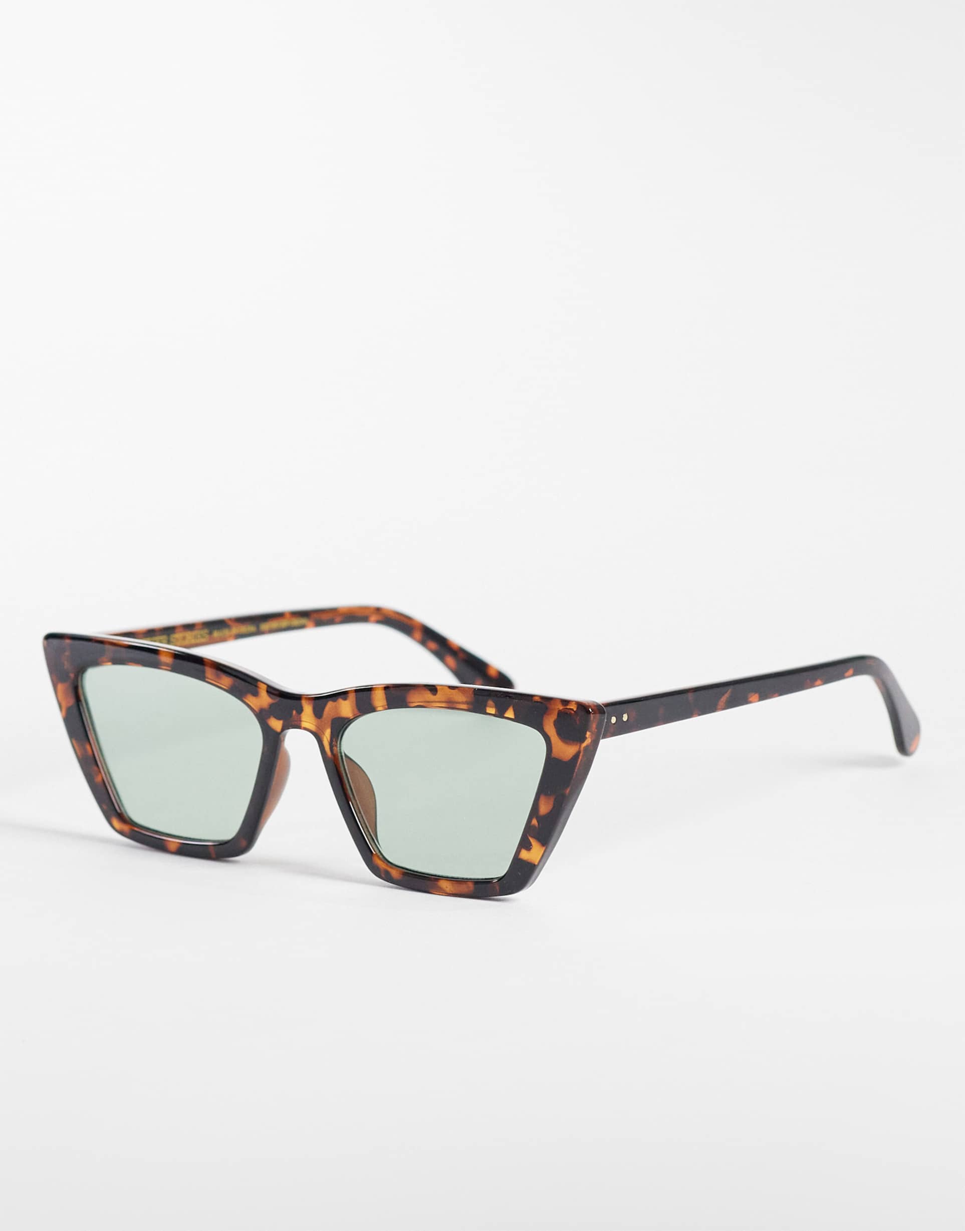 & other stories cat eye sunglasses in brown tortoise and green tinted lenses with linen pouch case
