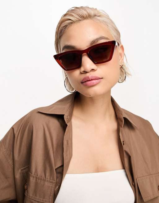  Other Stories oversized sunglasses in off white with brown lens