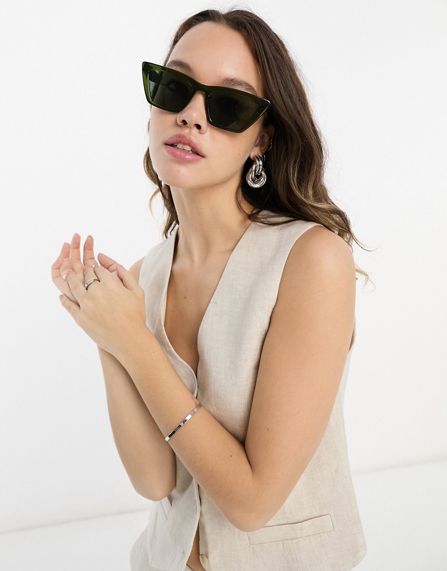 & Other Stories cat eye sunglasses in olive-Green