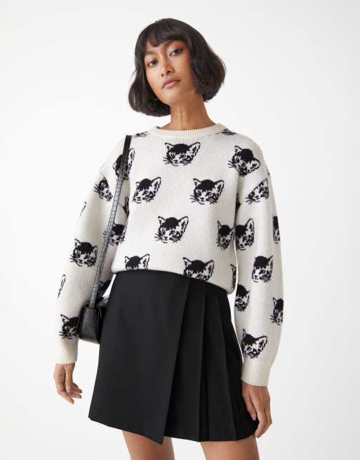 & Other Stories cat pattern knitted jumper in white ASOS