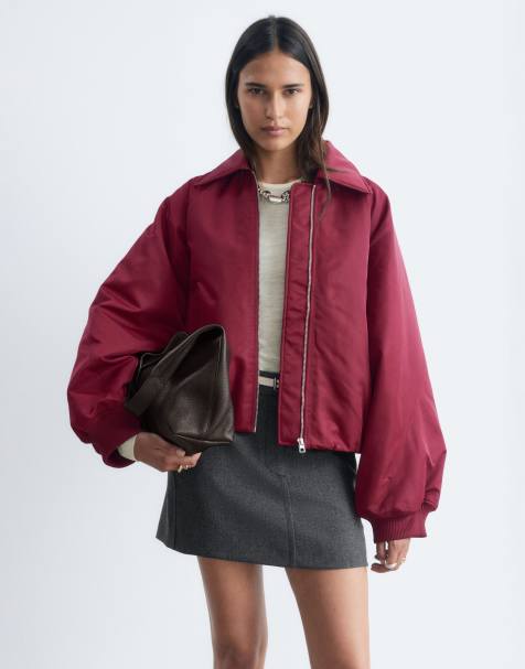 & Other Stories - cazadora bomber holgada de cuello alto en rojo - view 1