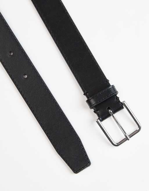 & Other Stories - Ceinture en cuir véritable avec boucle carrée - Noir, 2 de 3