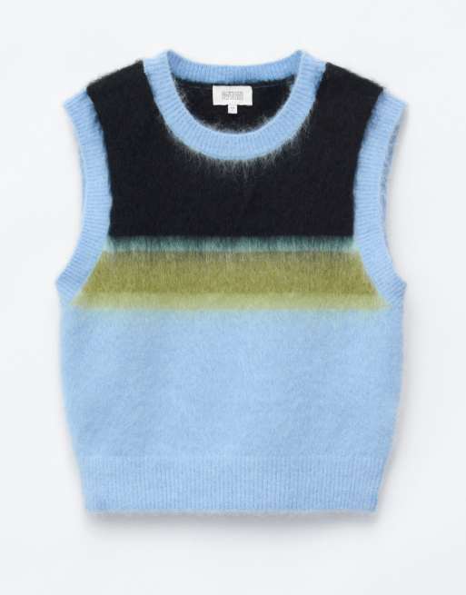 & Other Stories - chaleco de punto con mohair a rayas azul claro, 4 de 4