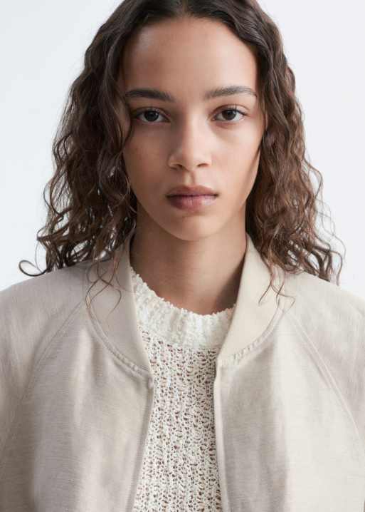 & Other Stories - Chaqueta bomber blanco hueso de satén mate, 4 de 5