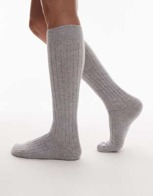 & Other Stories - Chaussettes montantes en cachemire - Gris chiné