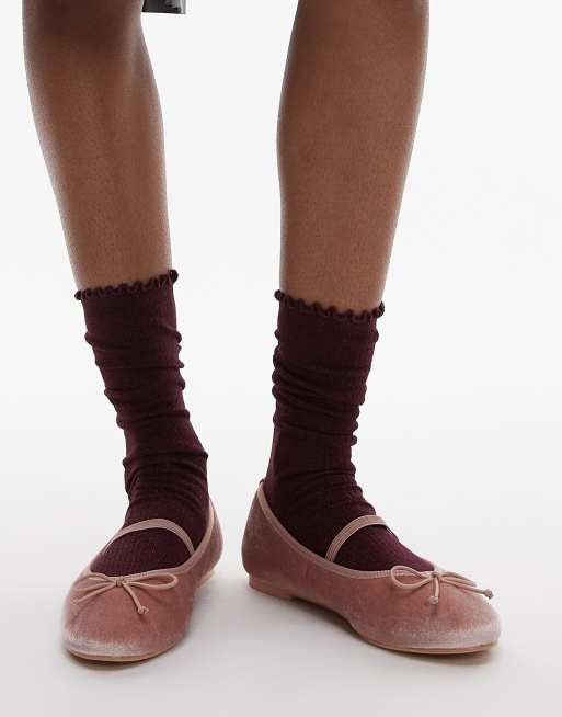 & Other Stories - Chaussettes pailletées à bords volantés - Bordeaux, 2 de 3