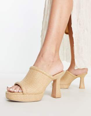 & Other Stories straw platform heels in beige - ASOS Price Checker